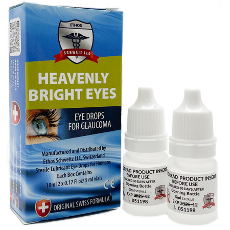 Ethos Bright Eyes Glaucoma Eye Drops pack with bottles